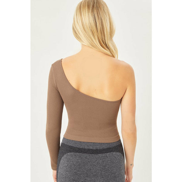 It's Meant To Be One Shoulder Crop Top - Brown