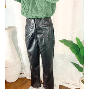 Crazy About These Faux Leather High Waisted Pants - Black