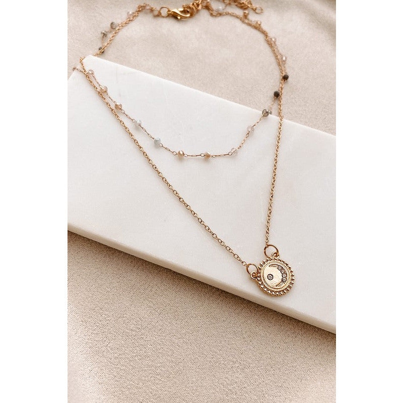Moon Charmed Necklace - Gold