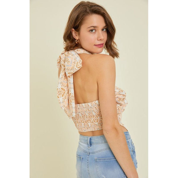 Have Fun With It Scarf Printed Tube Top- Peach