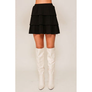 All Too Good Tiered High Waisted Skirt - Black