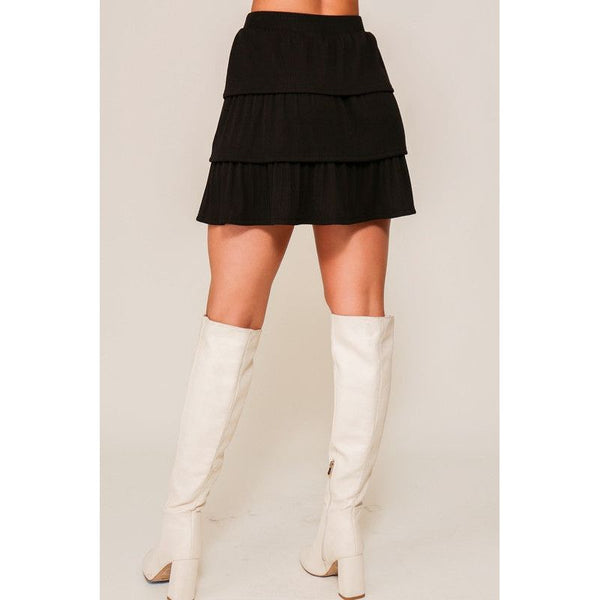 All Too Good Tiered High Waisted Skirt - Black