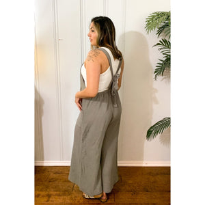 Simply Good Wide Leg Jumpsuit - Olive Grey