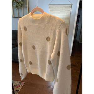 Be Yourself Fuzzy Polka Dot Sweater - Ivory