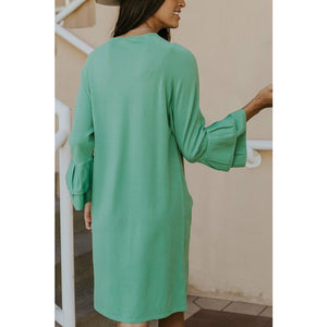 Freda Ruffle Sleeve Dress - Green