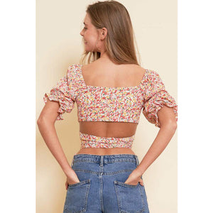 Cheer Up Floral Print Top - White/Coral