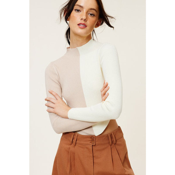 Can't Decide Ribbed Turtleneck Sweater - Taupe