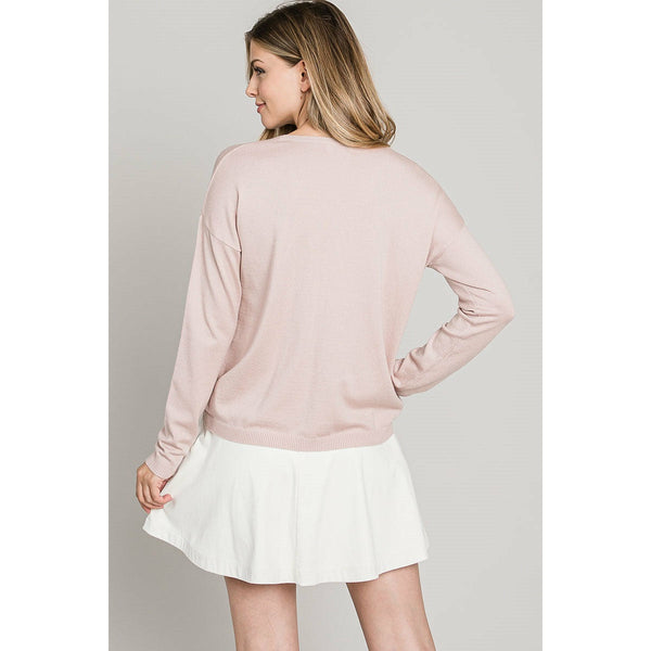 Pretty In Pink Drawstring Sweater - Pink