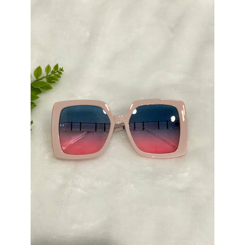 Color Rim Square Sunglasses - Pink