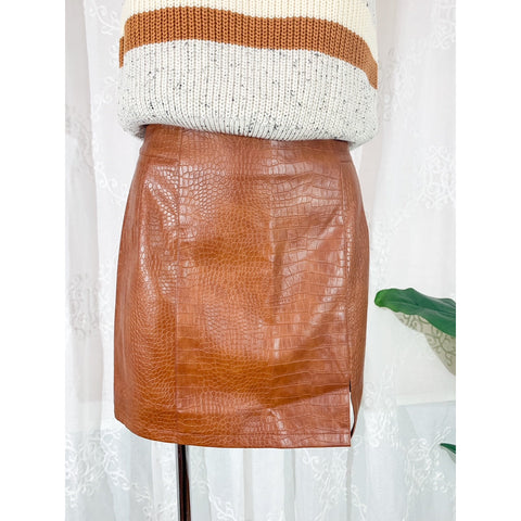 It's That Good Leather Mini Skirt - Camel