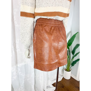 It's That Good Leather Mini Skirt - Camel
