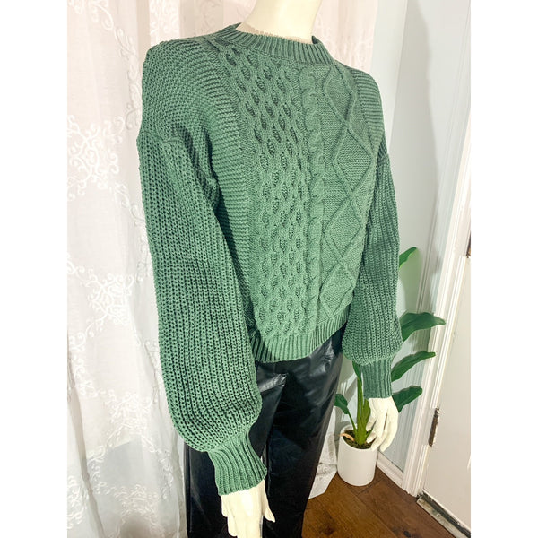 A Special Place Cable Knit Sweater - Hunter Green