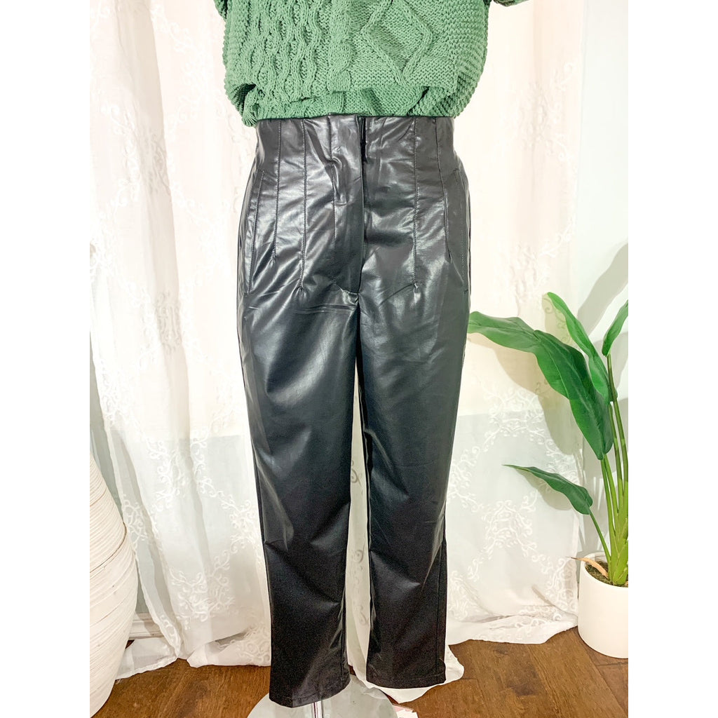 Crazy About These Faux Leather High Waisted Pants - Black